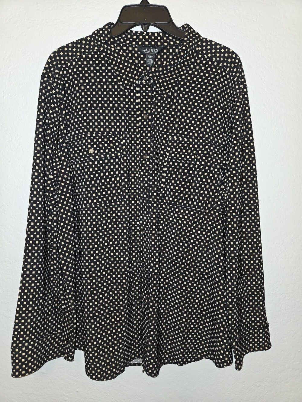 Lauren Ralph Lauren Black And Tan, Long Sleeve Button Down Shirt Size 3X - Picture 2 of 5